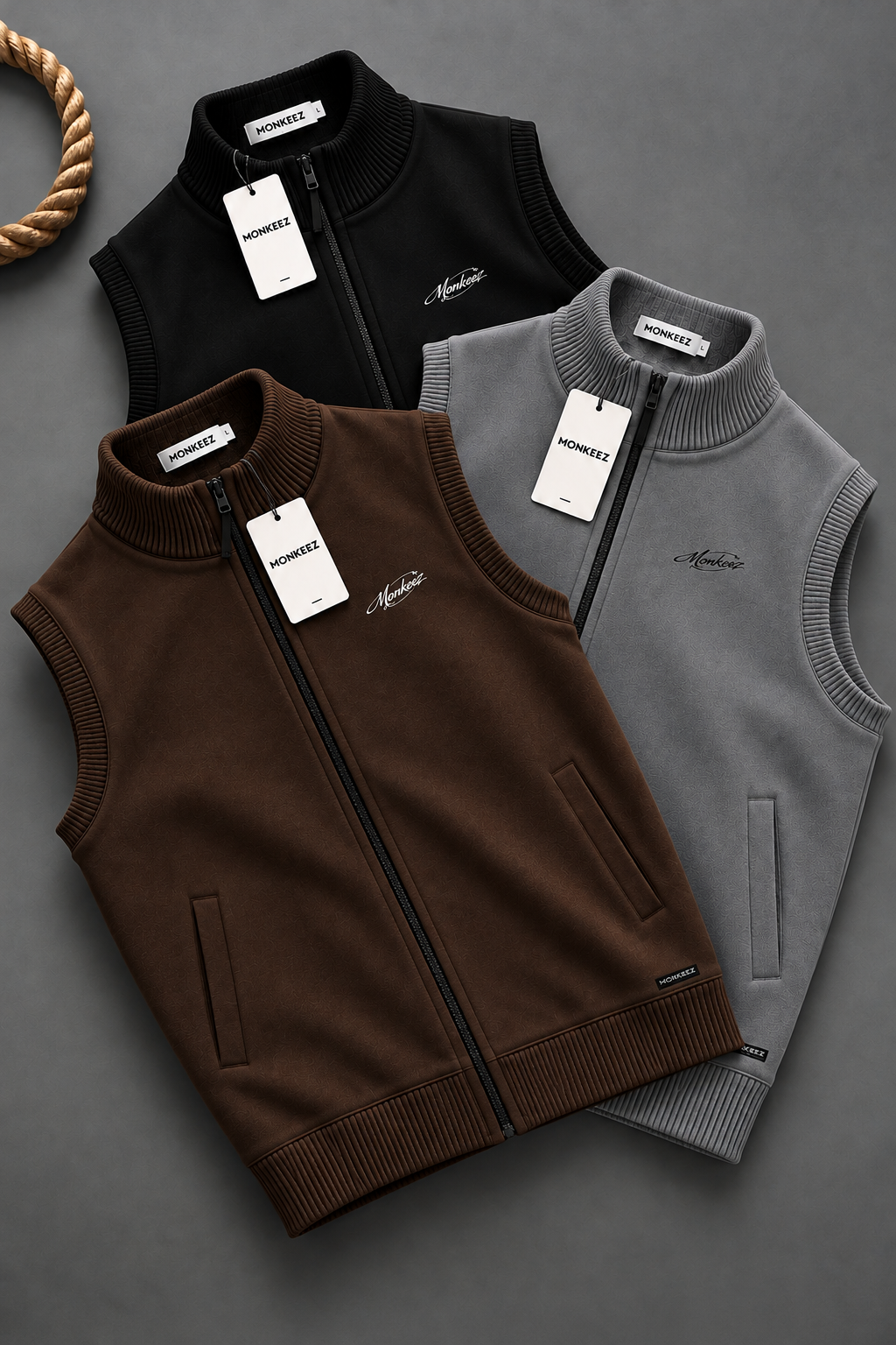COMBO OF 3 | SLEEVELESS ZIPPER MOCKNECK JACKETS | UNISEX