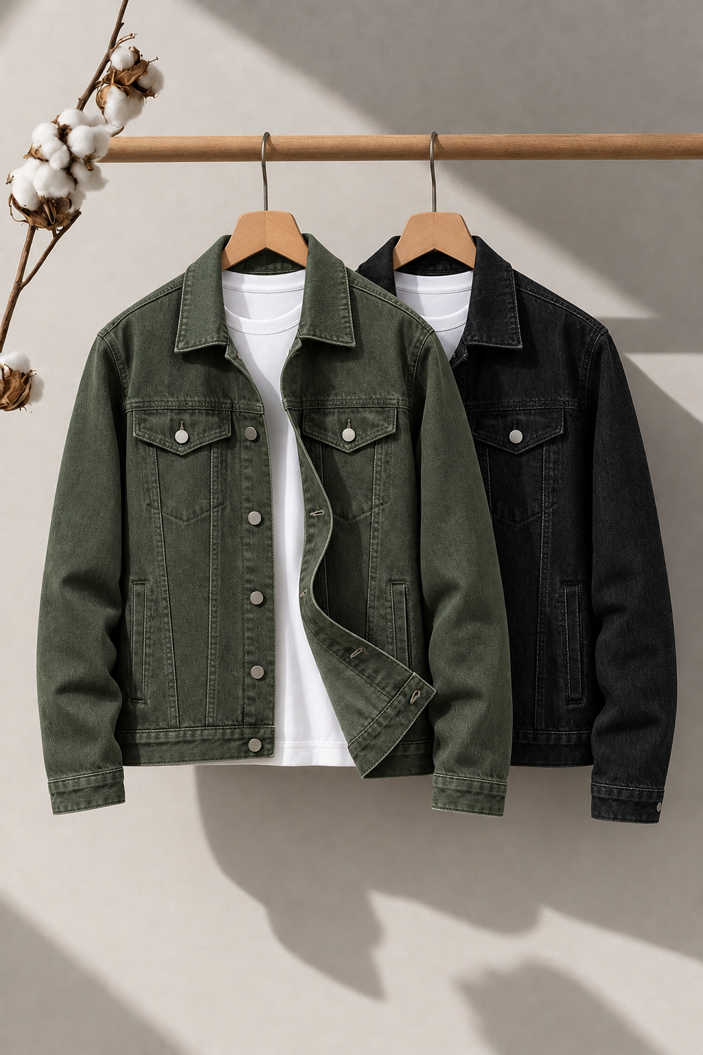 COMBO OF 2 | DENIM JACKETS | BLACK & OLIVE | UNISEX