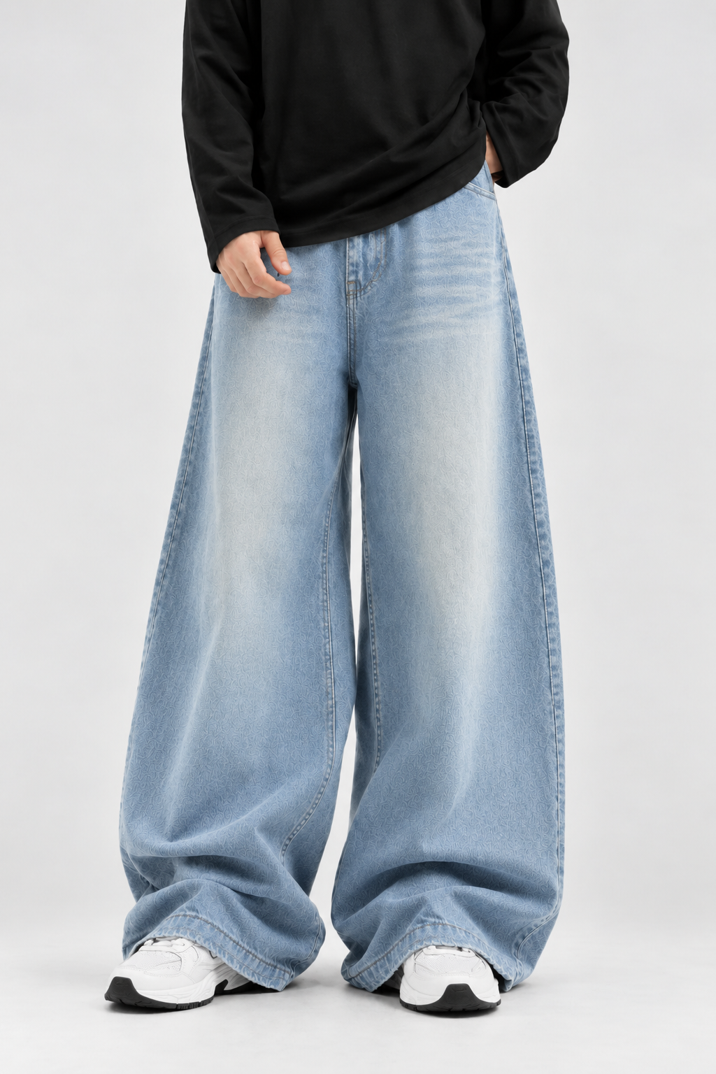 WASHED BAGGY DENIM | ICE | UNISEX