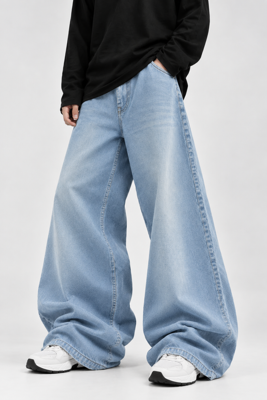 WASHED BAGGY DENIM | ICE | UNISEX