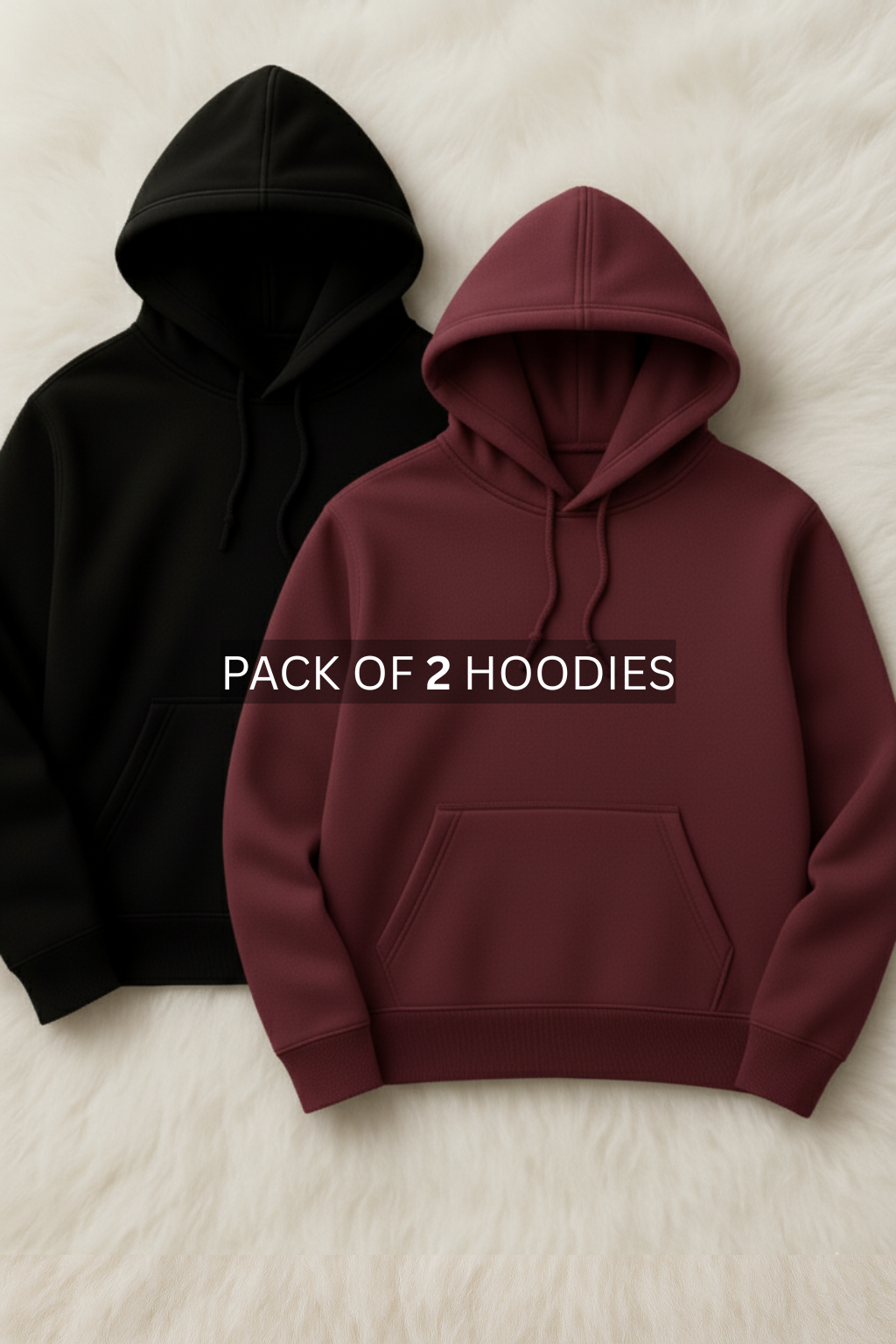 PACK OF 2 MAROON & BLACK CLASSIC PULLOVER HOODIE