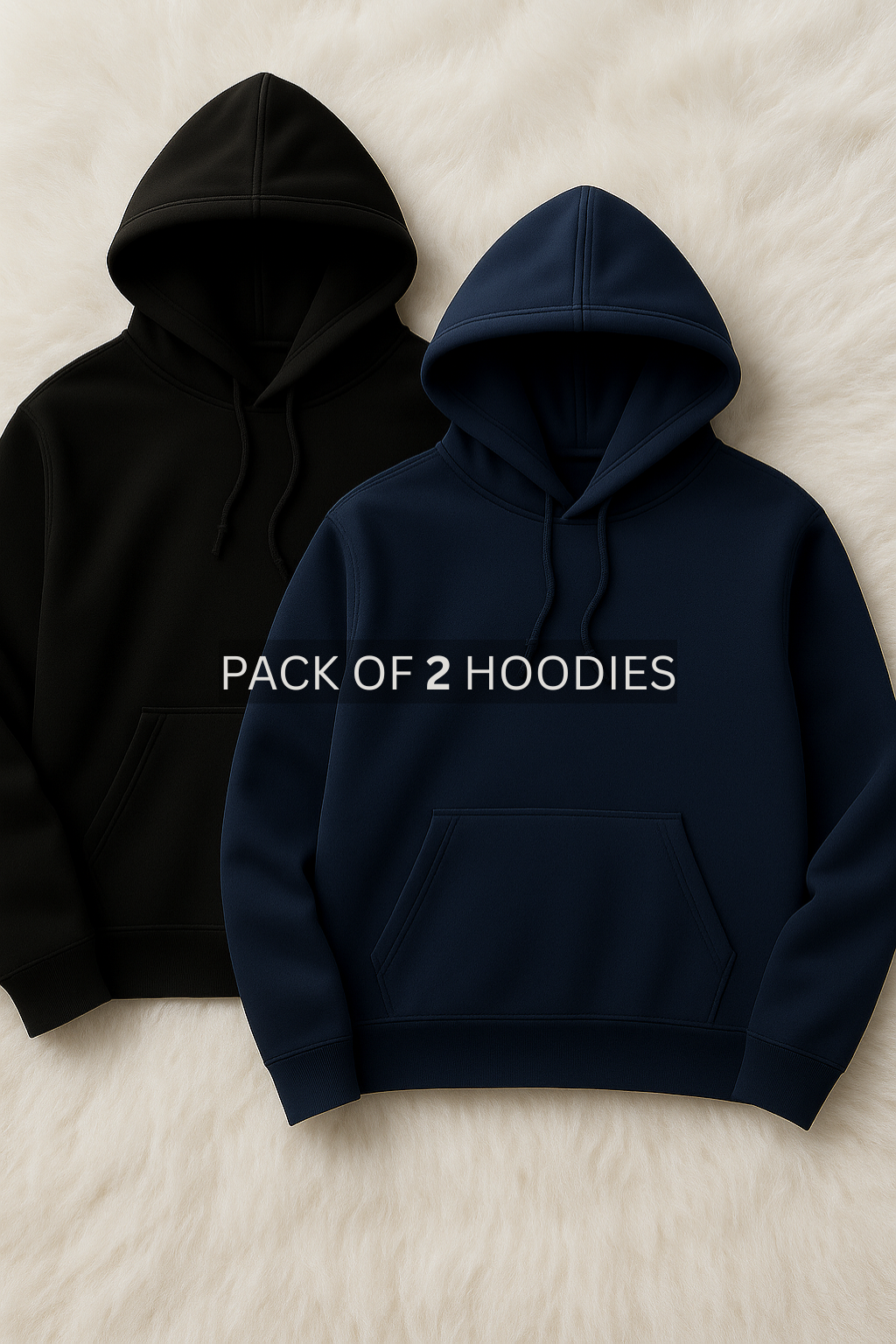 PACK OF 2 NAVY BLUE & BLACK CLASSIC PULLOVER HOODIE