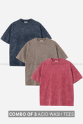 Combo Of 3 Acid Wash Oversized Tees