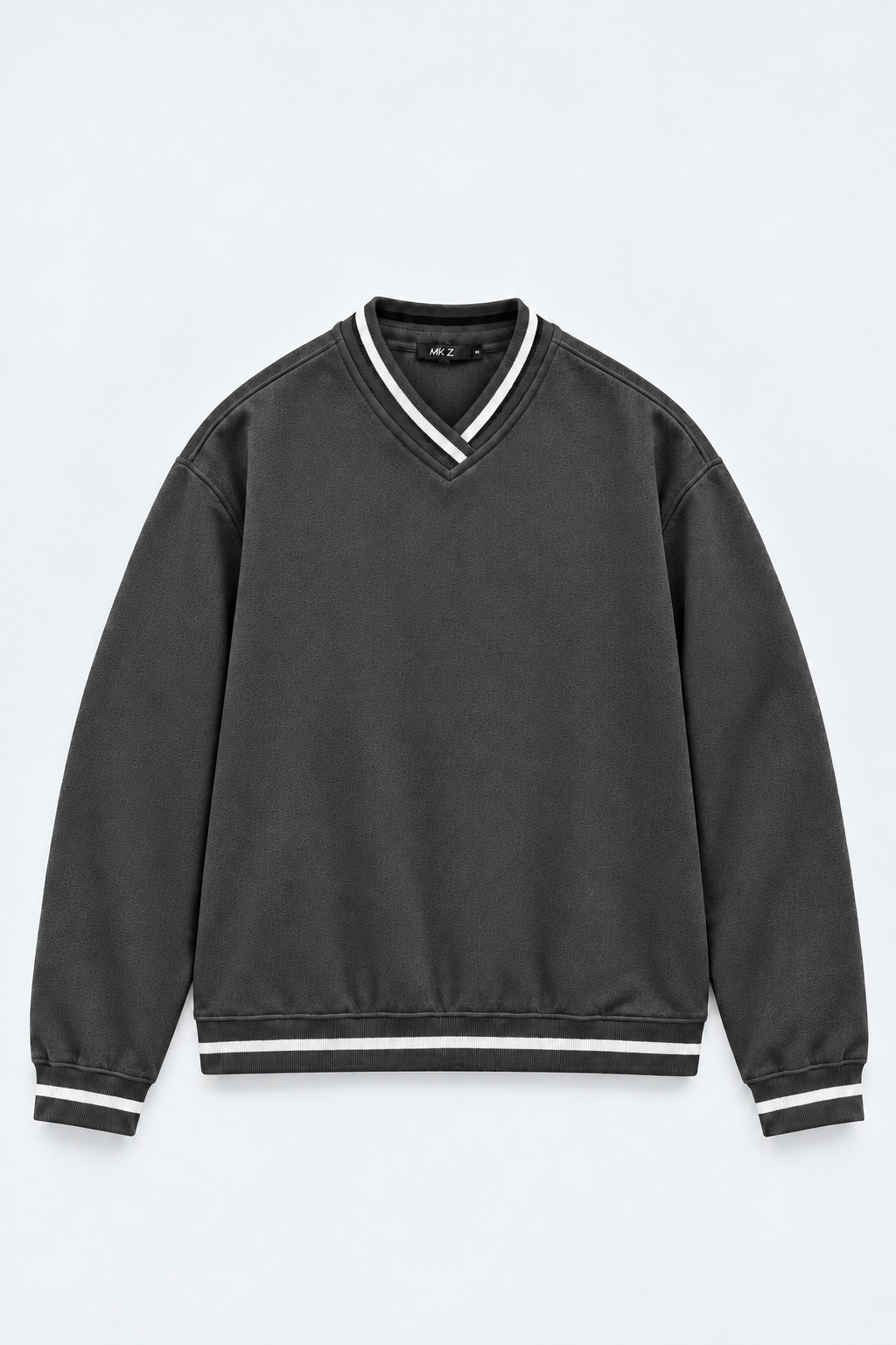 V-NECK VARSITY SWEATSHIRT | CHARCOAL | UNISEX