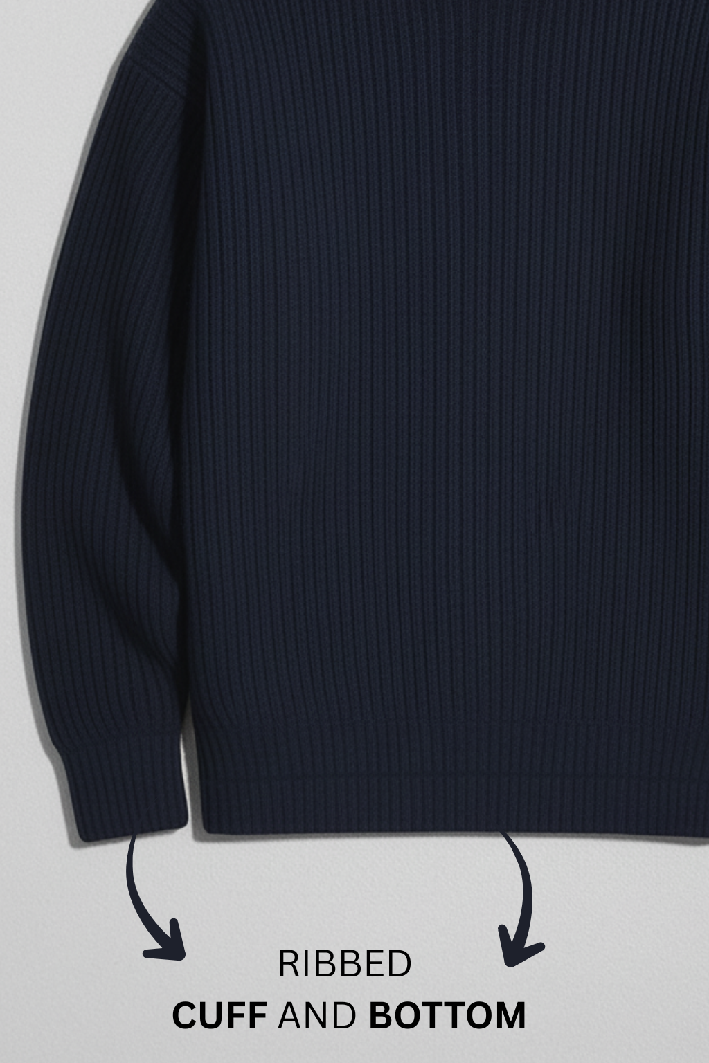 NAVY BLUE RIBBED & BOTTOM HIGHNECK – UNISEX