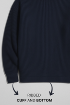 NAVY BLUE RIBBED & BOTTOM HIGHNECK – UNISEX