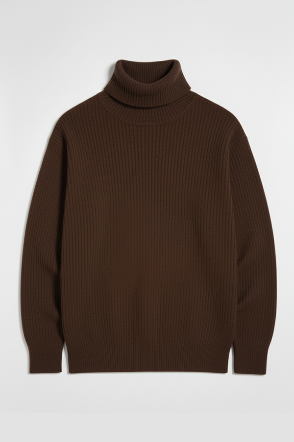 BROWN RIBBED HIGHNECK – UNISEX