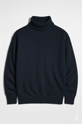 NAVY BLUE RIBBED & BOTTOM HIGHNECK – UNISEX
