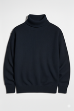 NAVY BLUE RIBBED & BOTTOM HIGHNECK – UNISEX