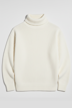 WHITE RIBBED AND BOTTOM HIGHNECK – UNISEX