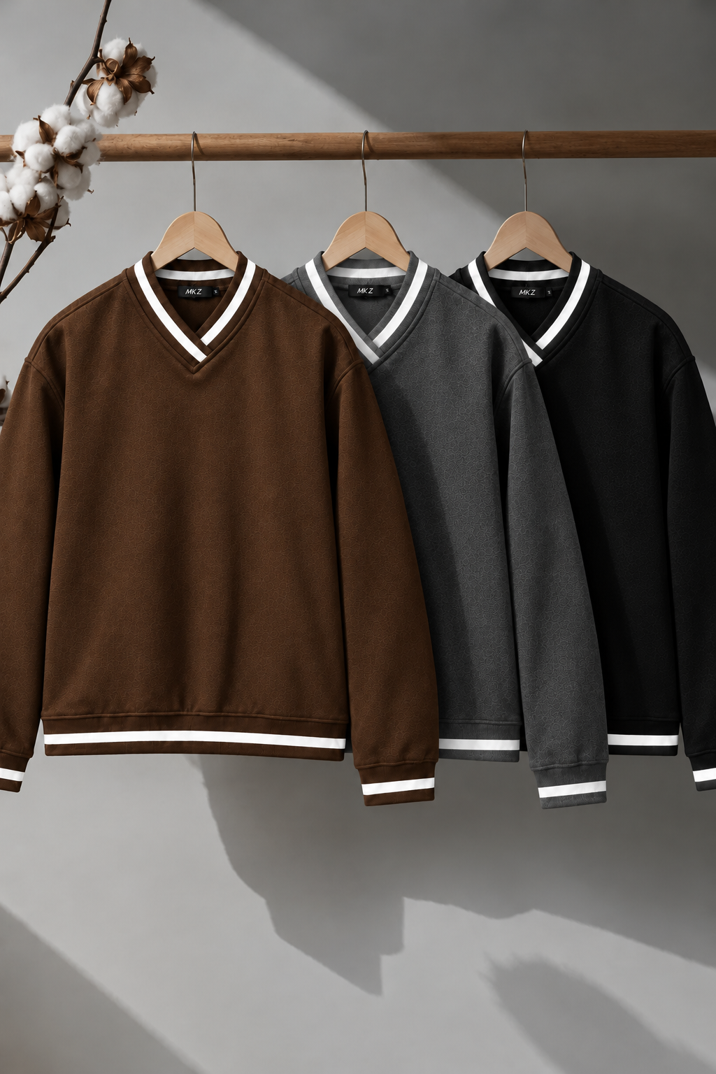 COMBO OF 3 | V-NECK VARSITY SWEATSHIRT | UNISEX