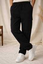 Co-Ord Set – Korean Minimalist Shirt × Plain Cargo Wide Bottom Track Pant (Unisex)