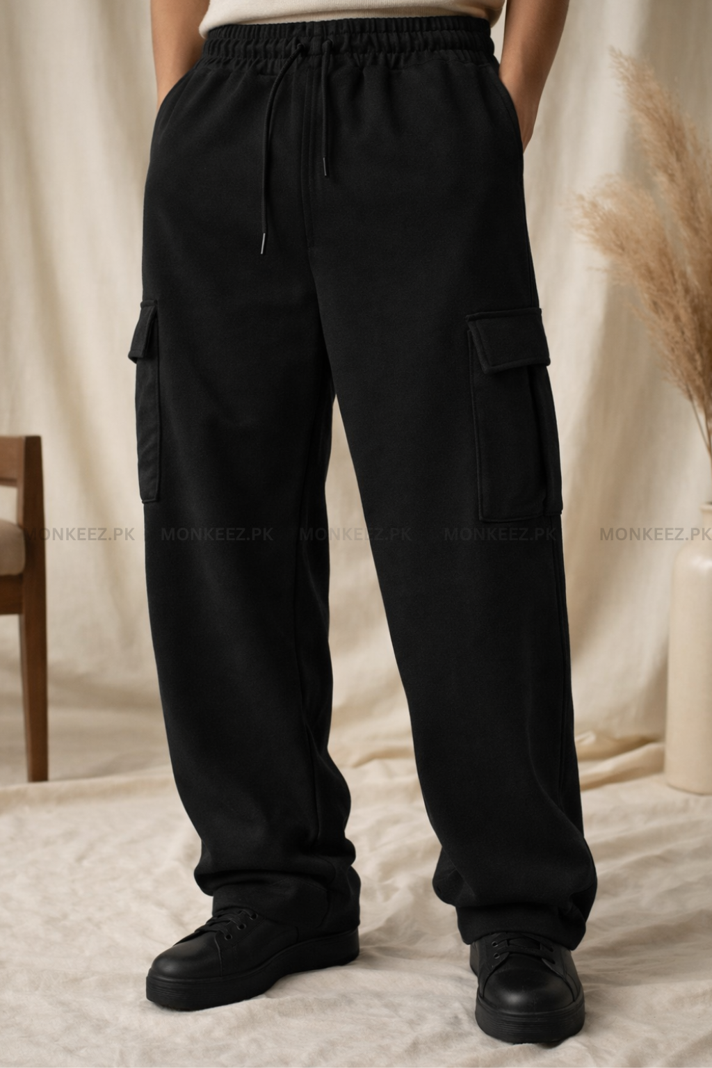 Co-Ord Set – Korean Minimalist Shirt × Plain Cargo Wide Bottom Track Pant (Unisex)