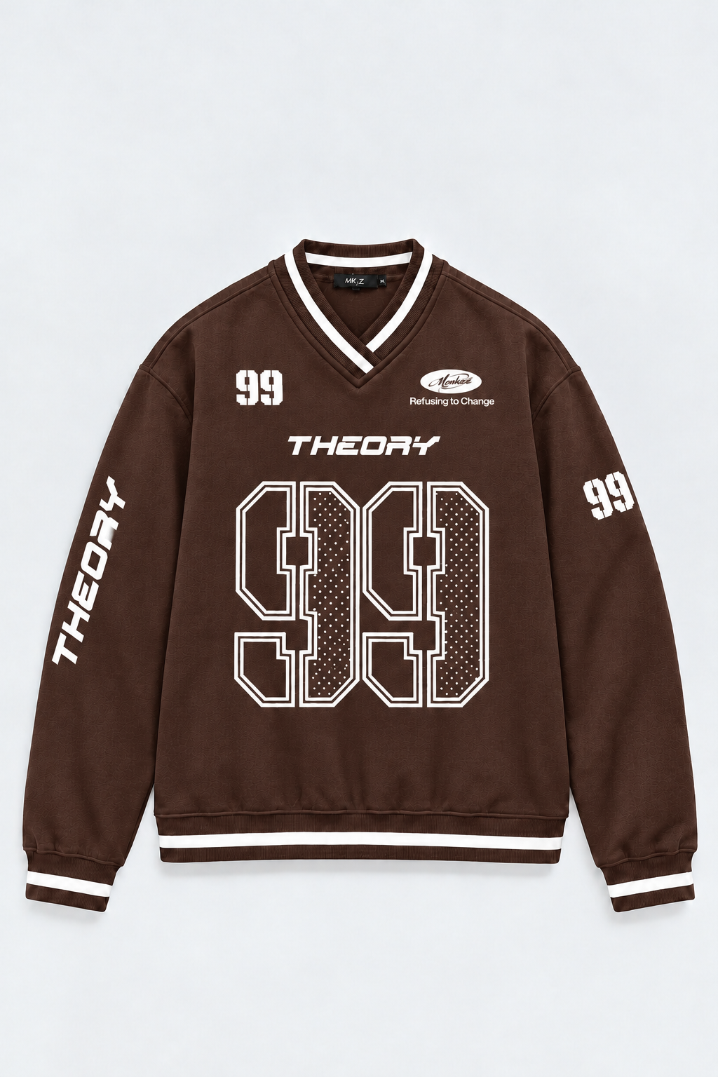 THEORY 99 GRAPHIC | V-NECK VARSITY SWEATSHIRT | BROWN | UNISEX