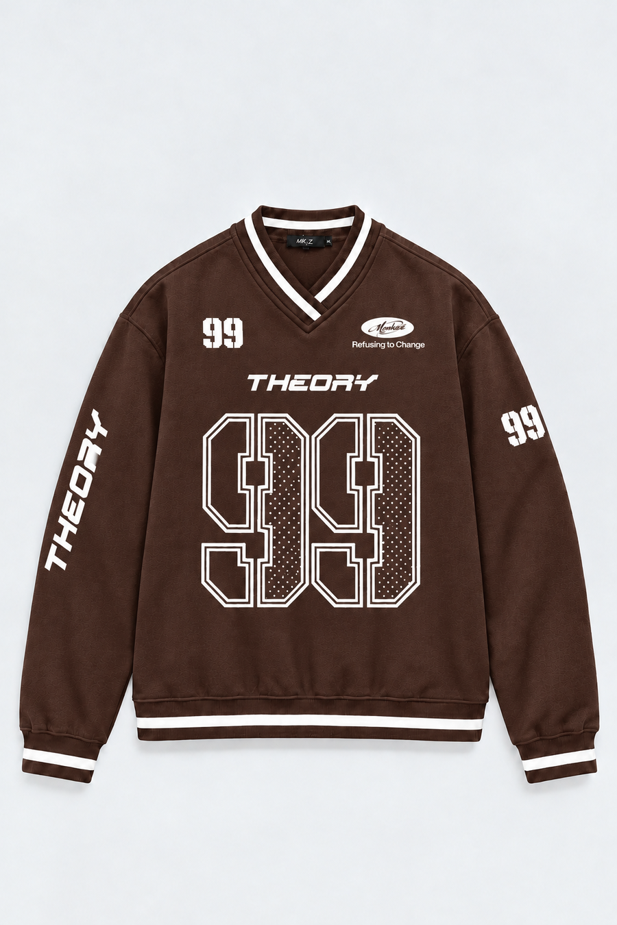 THEORY 99 GRAPHIC | V-NECK VARSITY SWEATSHIRT | BROWN | UNISEX