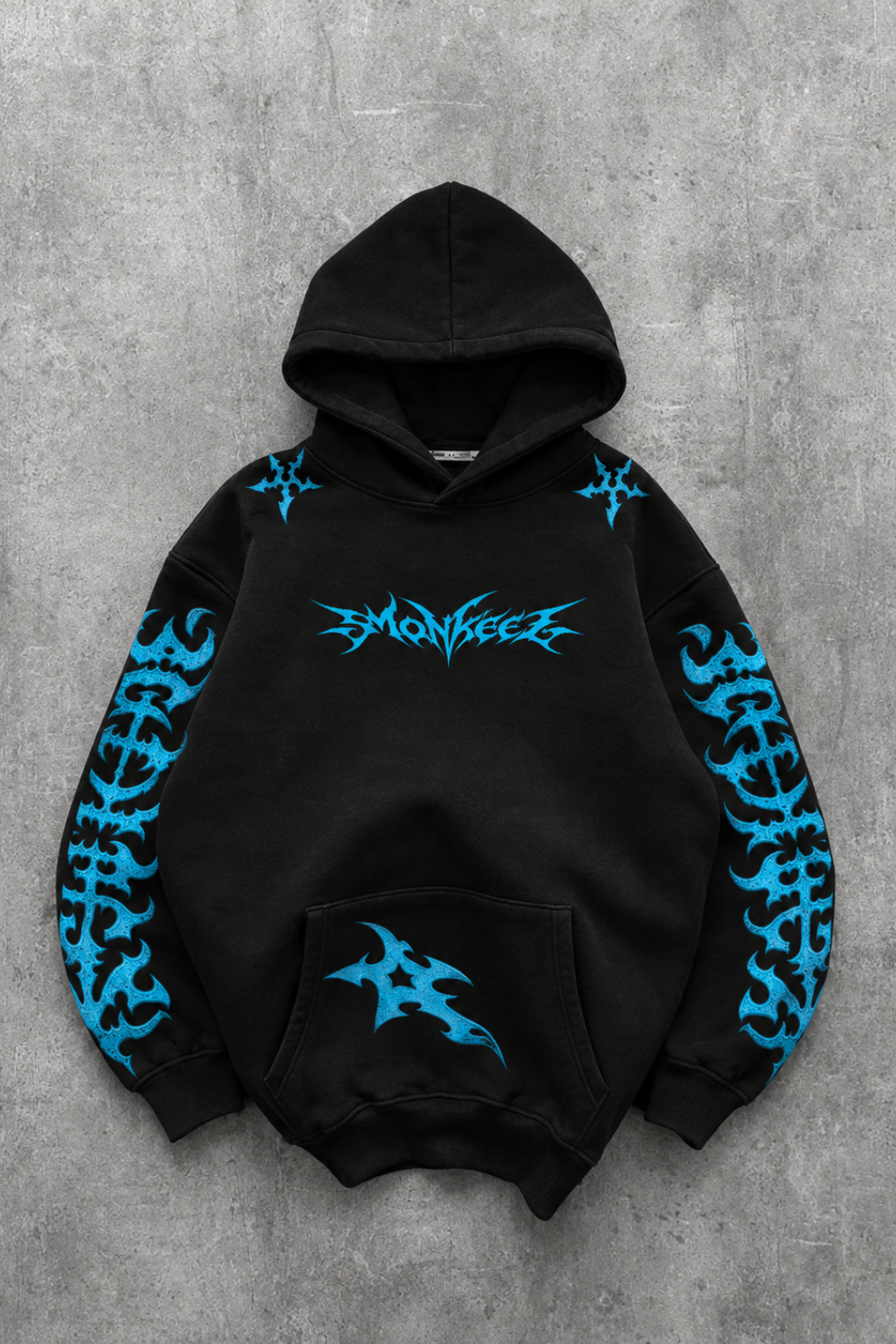 CYBER TRIBAL | GRAPHIC PULLOVER HOODIE | BLACK | UNISEX