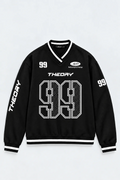 THEORY 99 GRAPHIC | V-NECK VARSITY SWEATSHIRT | BLACK | UNISEX