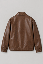 VINTAGE MOTO INSPIRED BUCKLE FAUX LEATHER CLASP JACKET | UNISEX