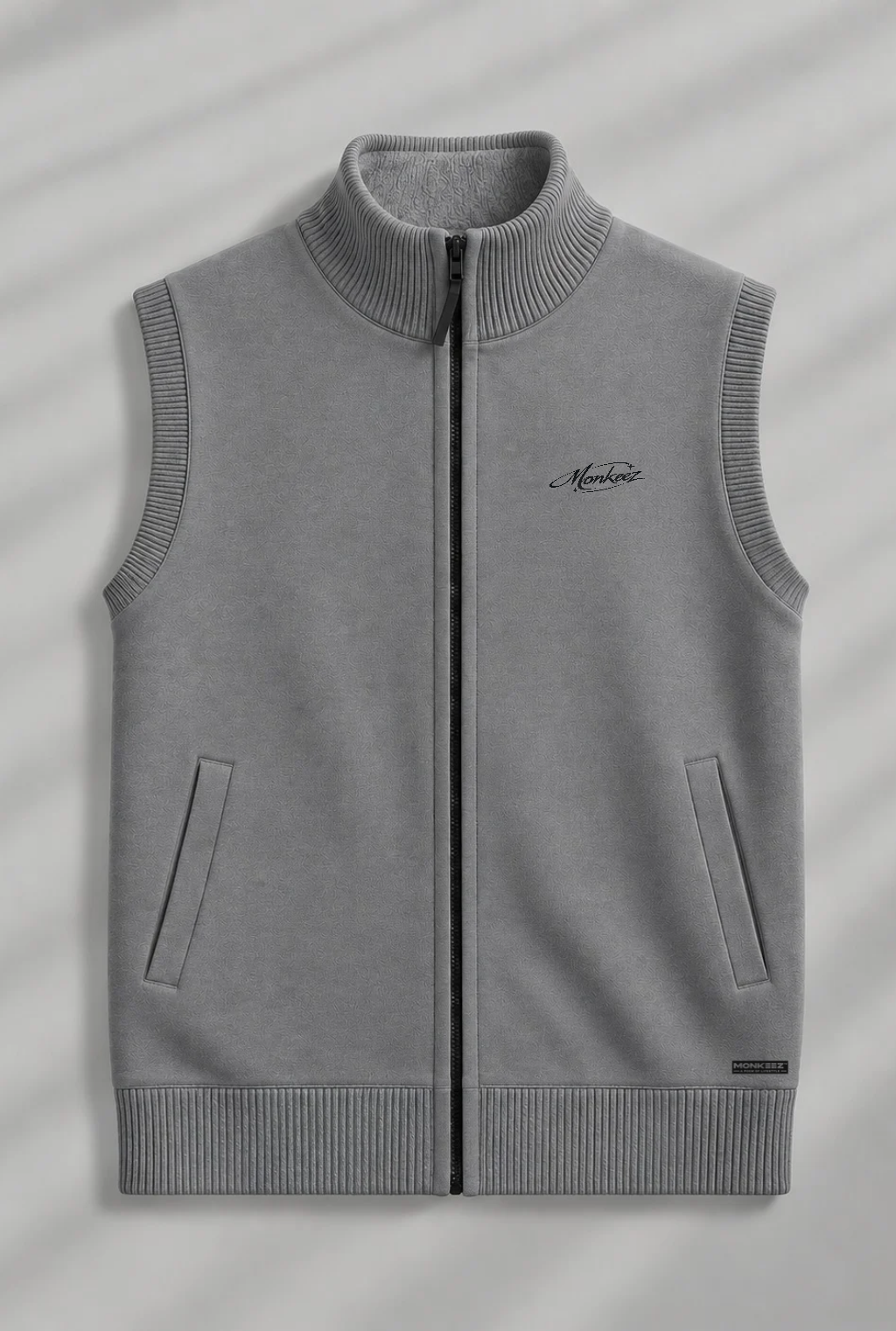SLEEVELESS ZIPPER MOCKNECK JACKET | HYDER GREY | UNISEX