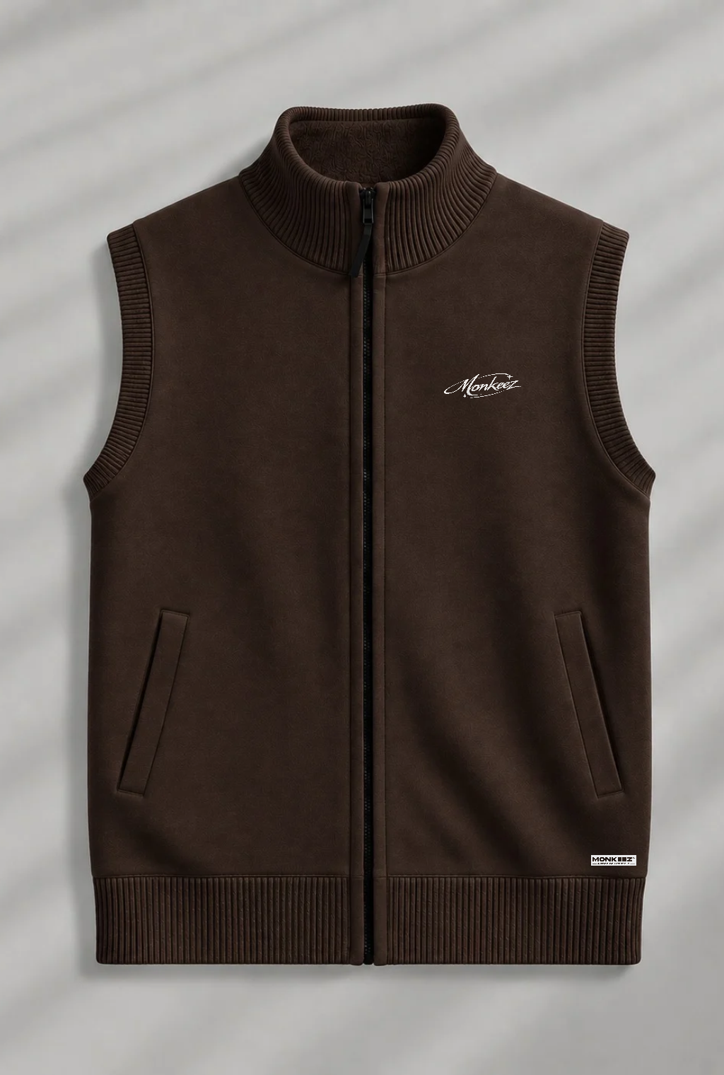 SLEEVELESS ZIPPER MOCKNECK | BROWN | UNISEX