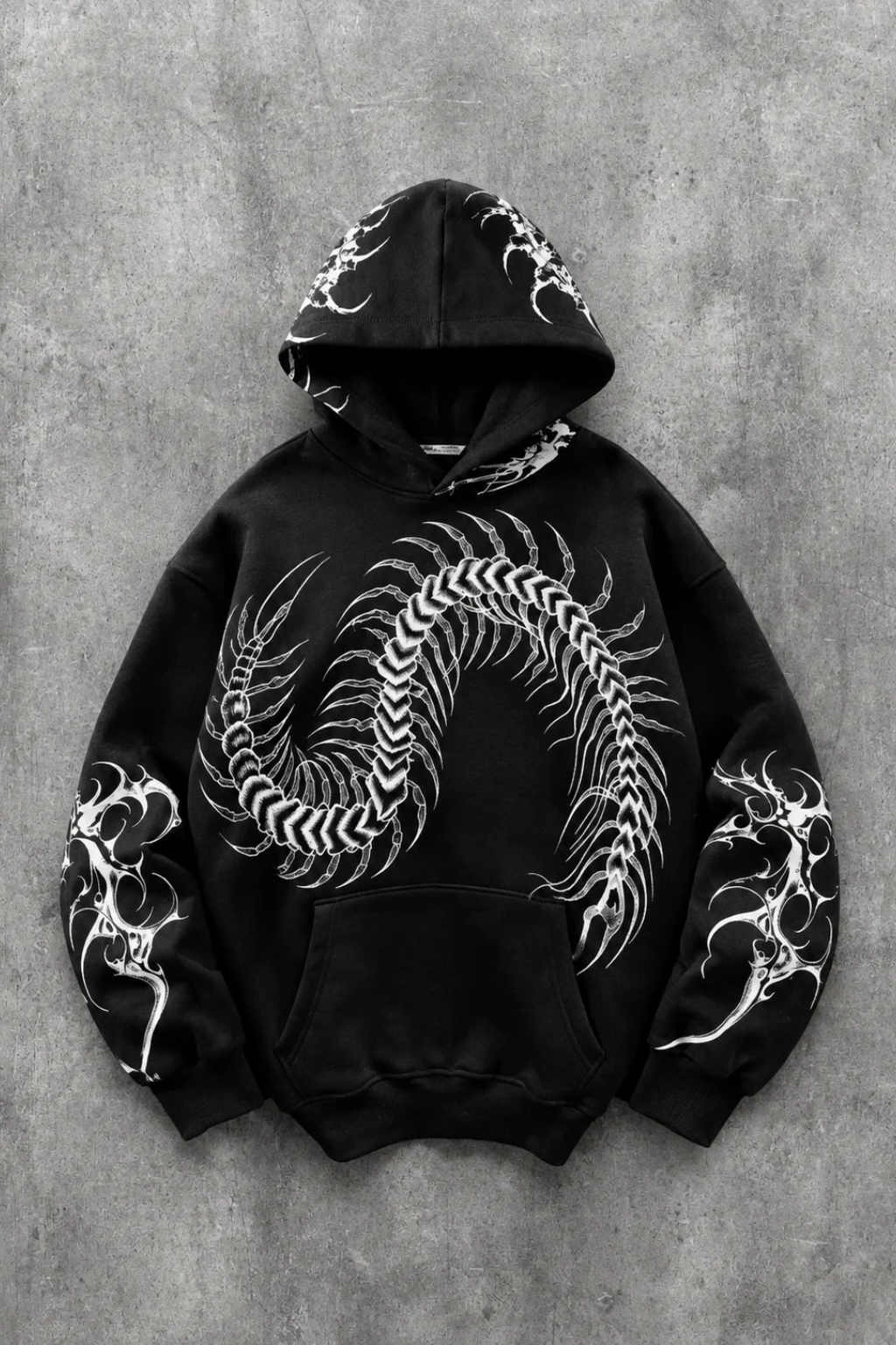 SPINECRAWLER | GRAPHIC PULLOVER HOODIE | BLACK | UNISEX