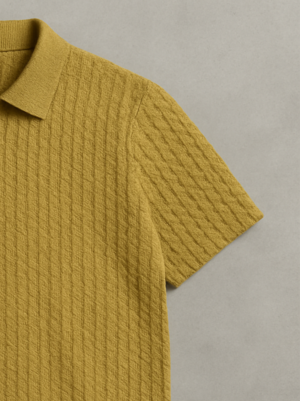Old Money Embose Knitted Zipped Polo - Biscotti