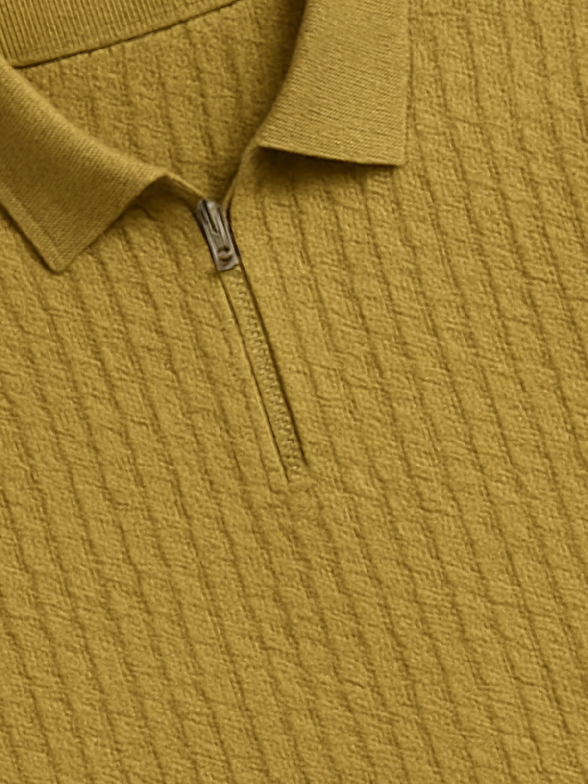 Old Money Embose Knitted Zipped Polo - Biscotti