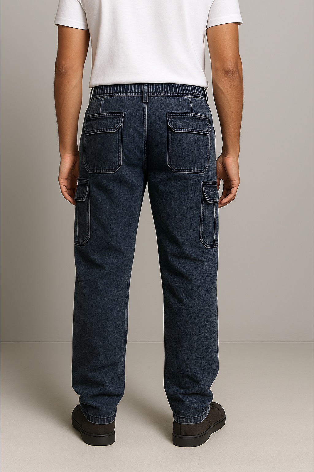 Straight 8 Pocket Cargo Denim - Blue Jeans