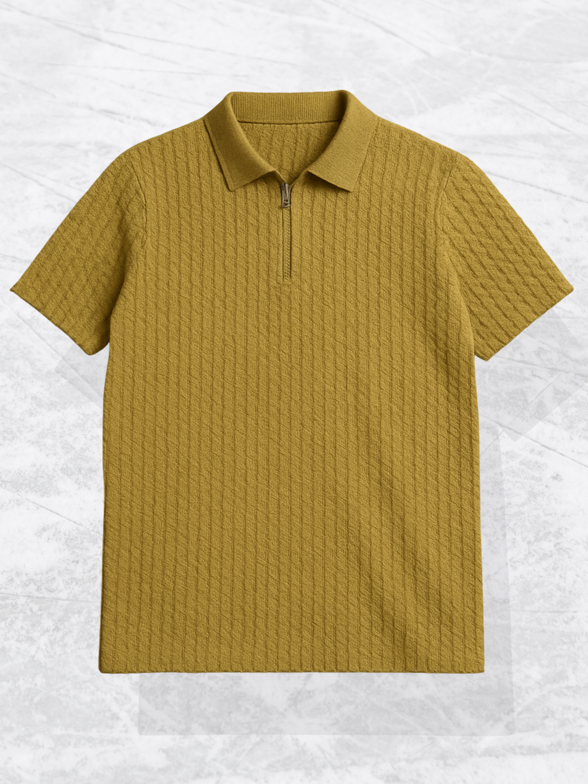 Old Money Embose Knitted Zipped Polo - Biscotti