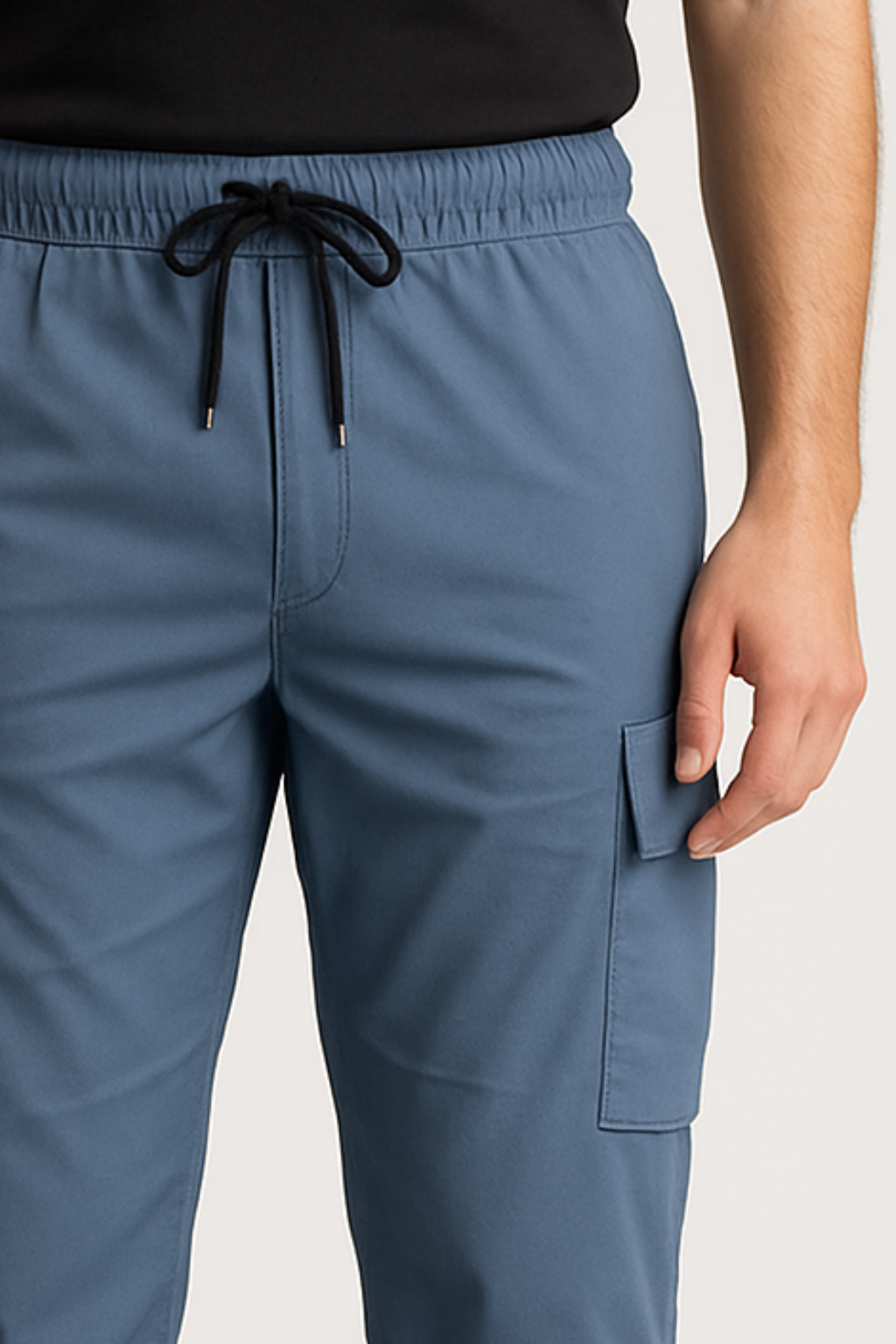 Blue Imported Loose Bottom Power Stretch Cargo Trouser