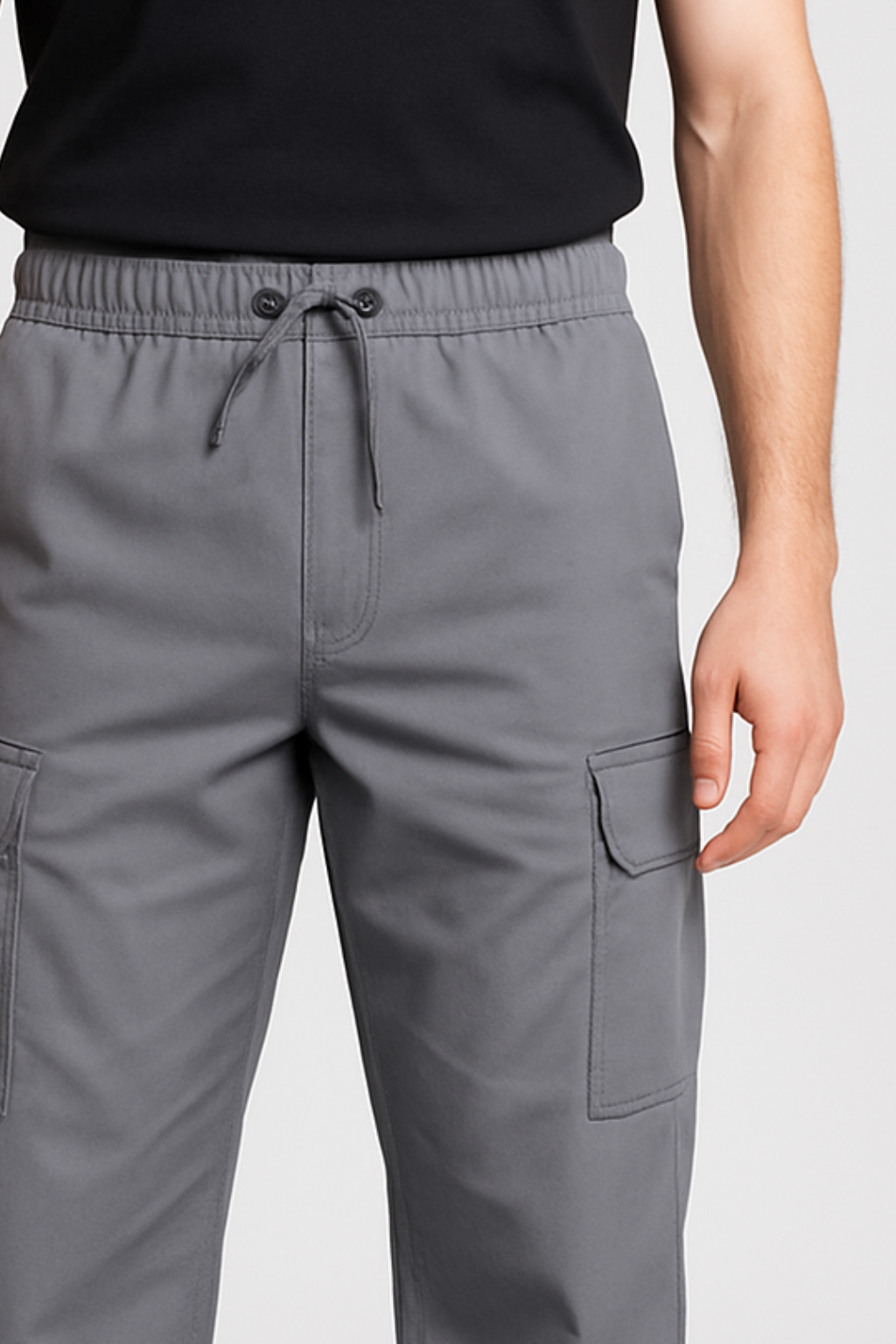 Dark Gray Imported Loose Bottom Power Stretch Cargo Trouser