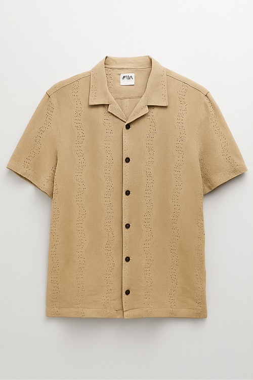 Air Breeze Cuban Collar Shirt - Beige