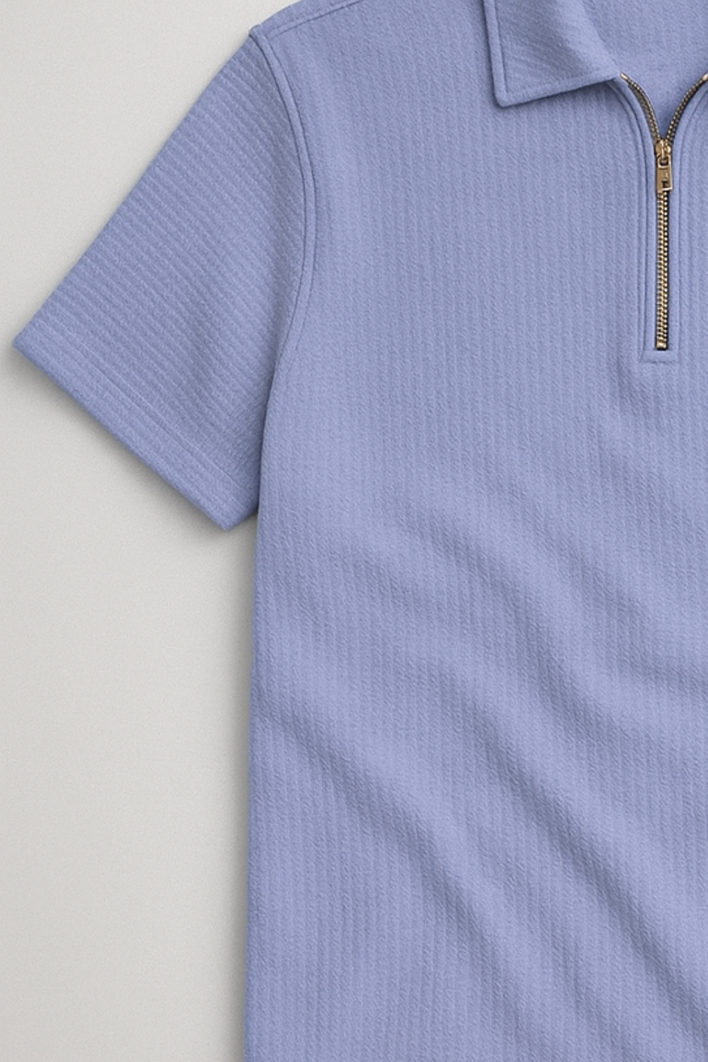 Thermal Line Half-Zipped Polo Shirt - Aqua Blue