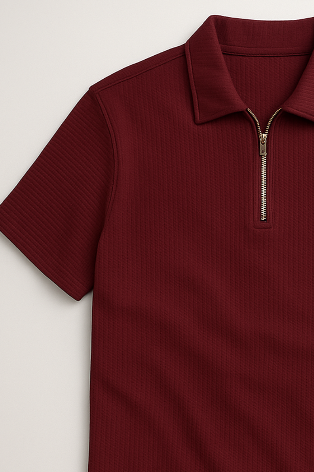 Thermal Line Half-Zipped Polo Shirt - Maroon