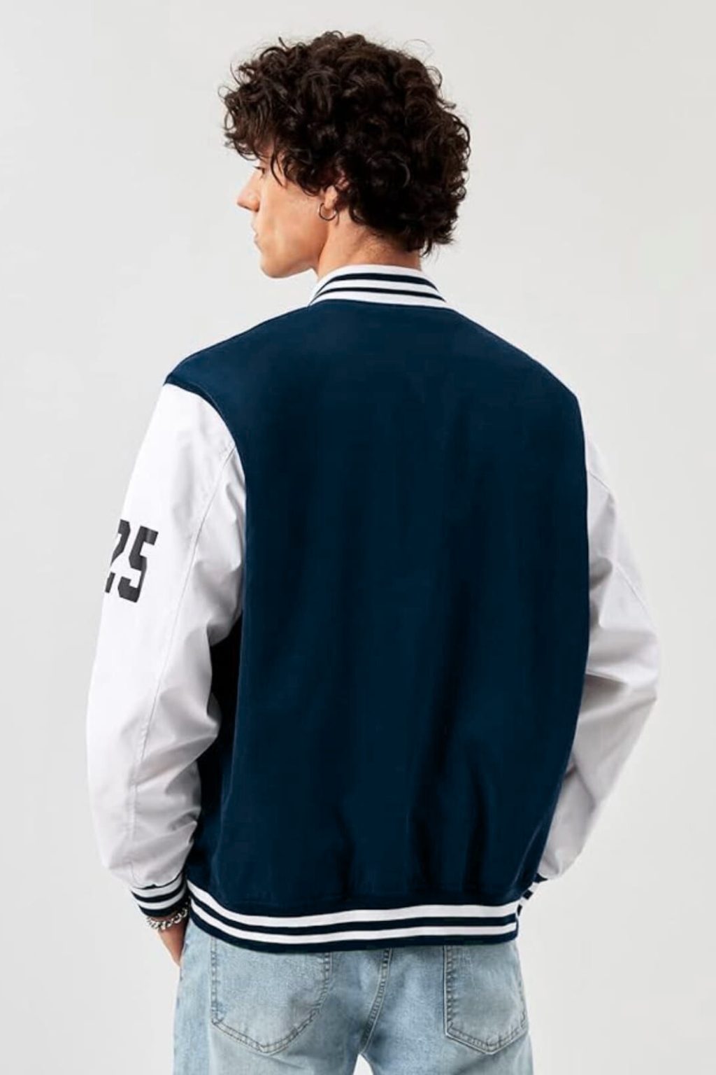 NAVY BLUE BOSTON VARSITY JACKET - UNISEX