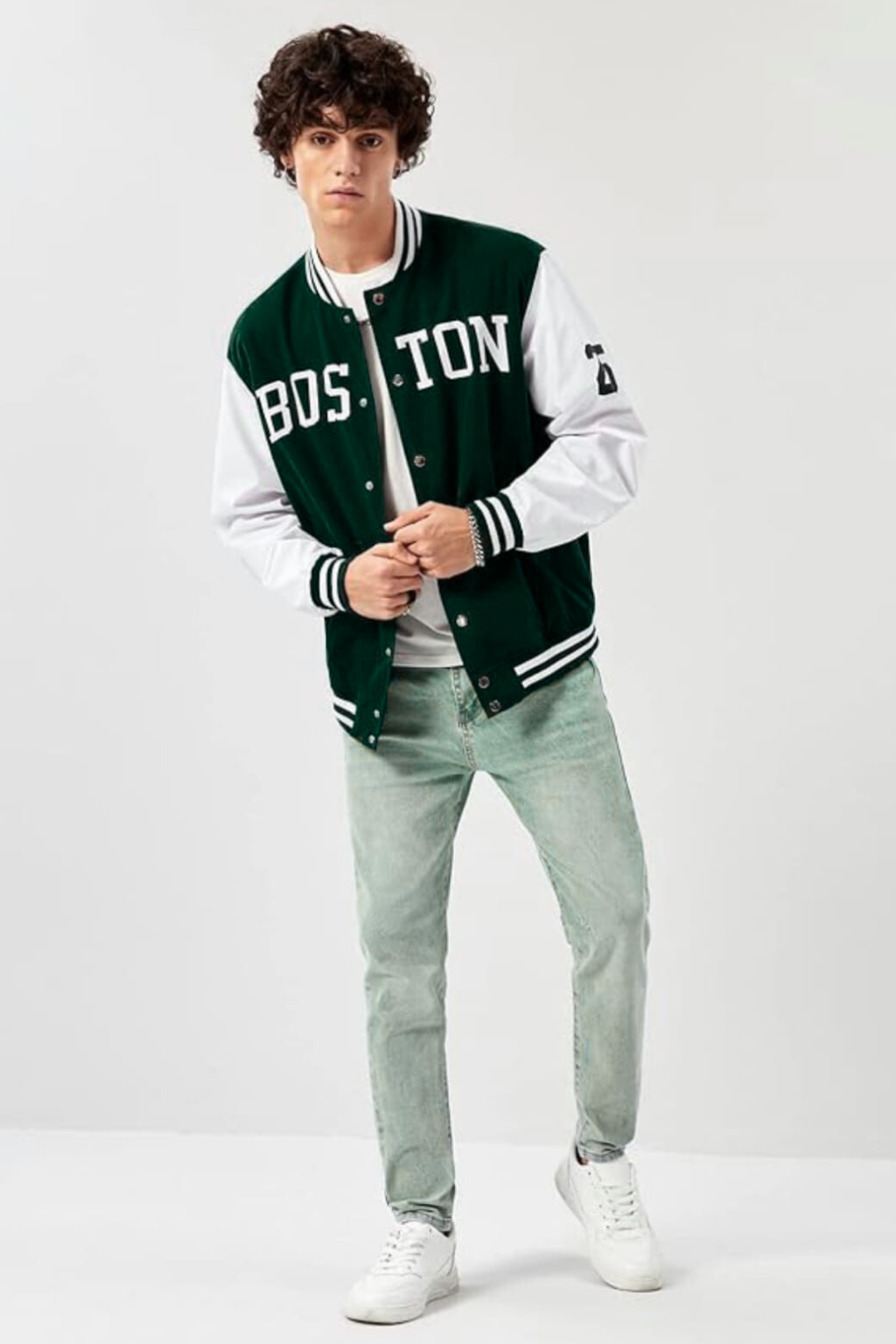 GREEN BOSTON VARSITY JACKET - UNISEX