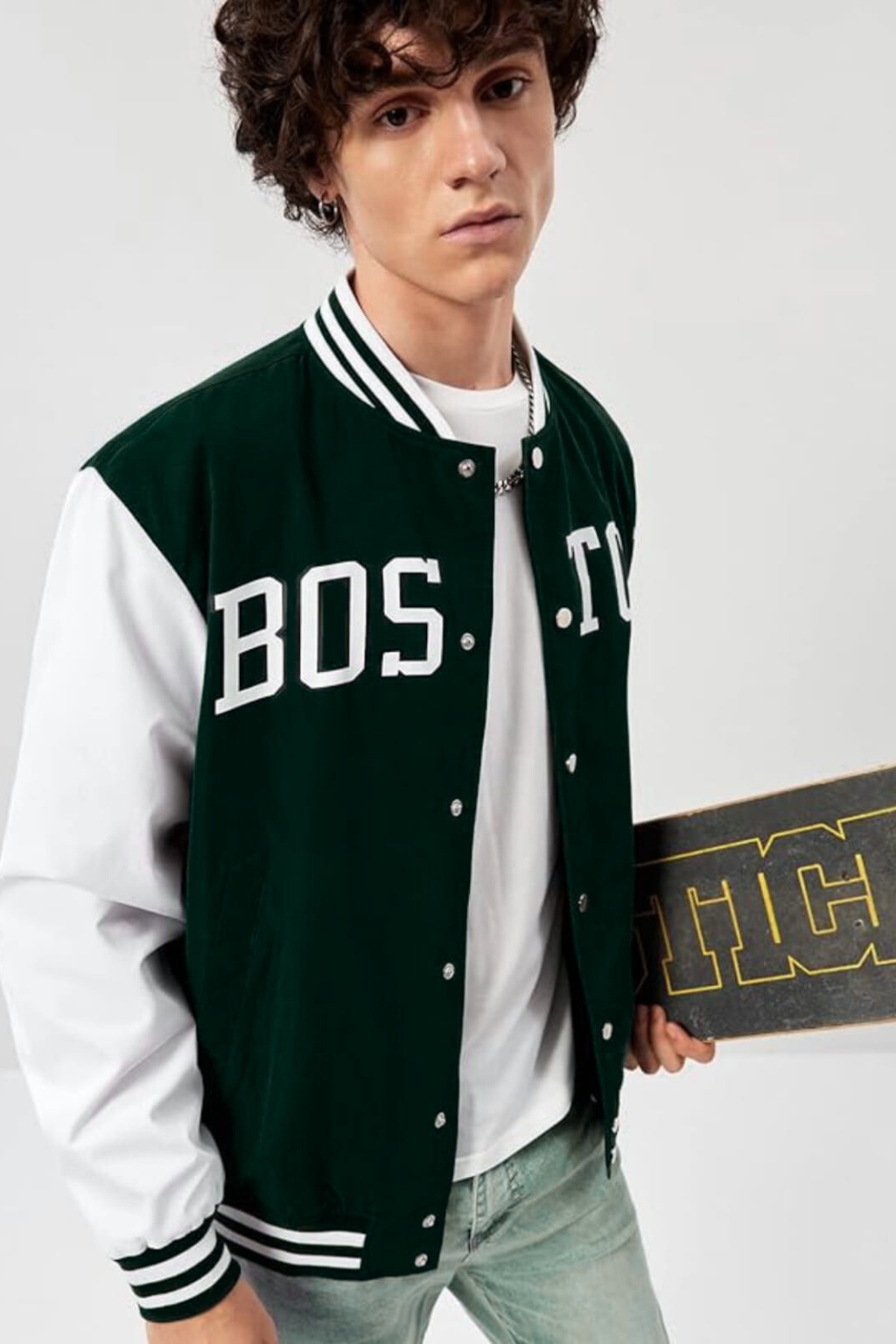 GREEN BOSTON VARSITY JACKET - UNISEX