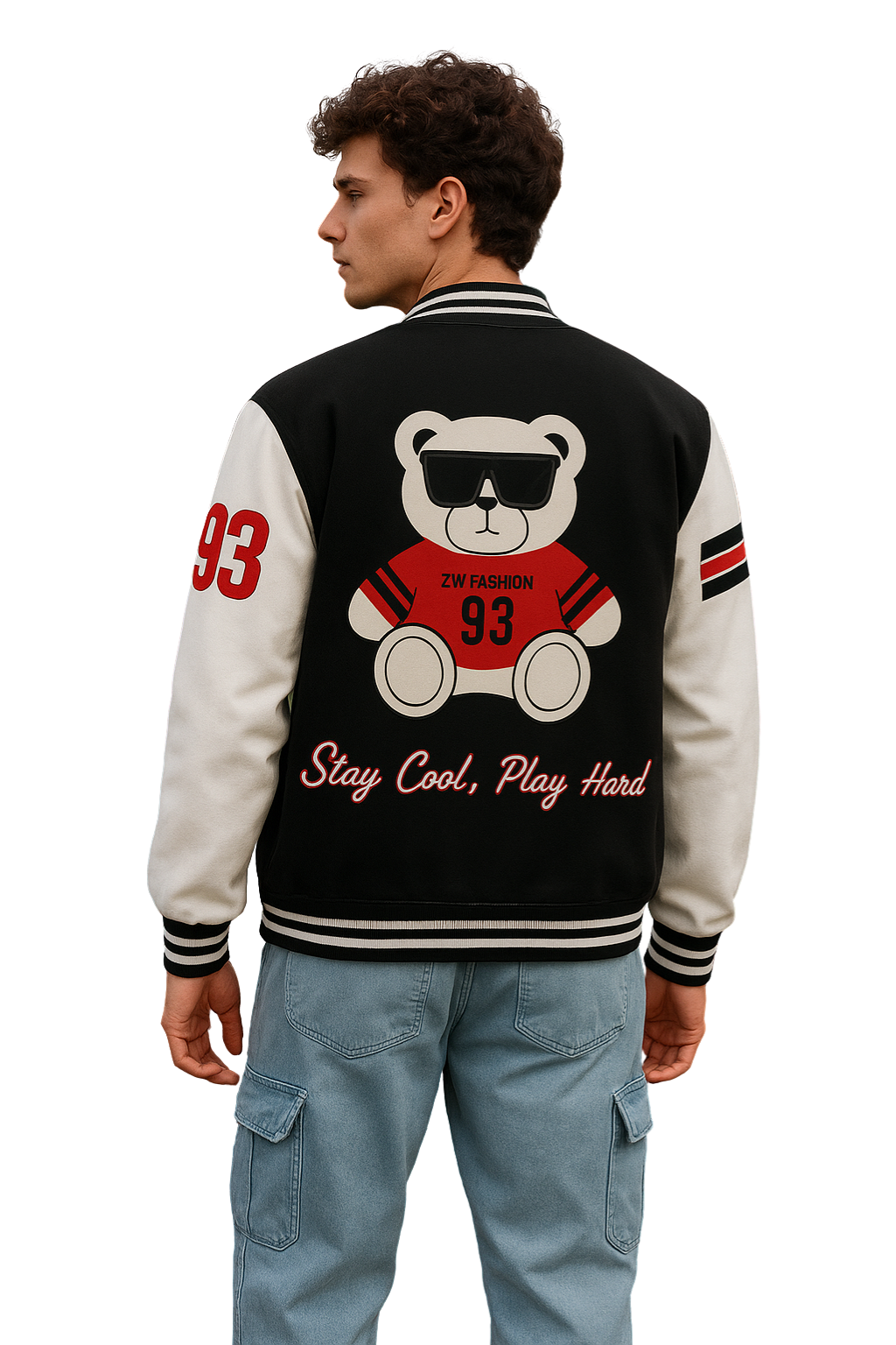 BEAR 93 BLACK VARSITY JACKET