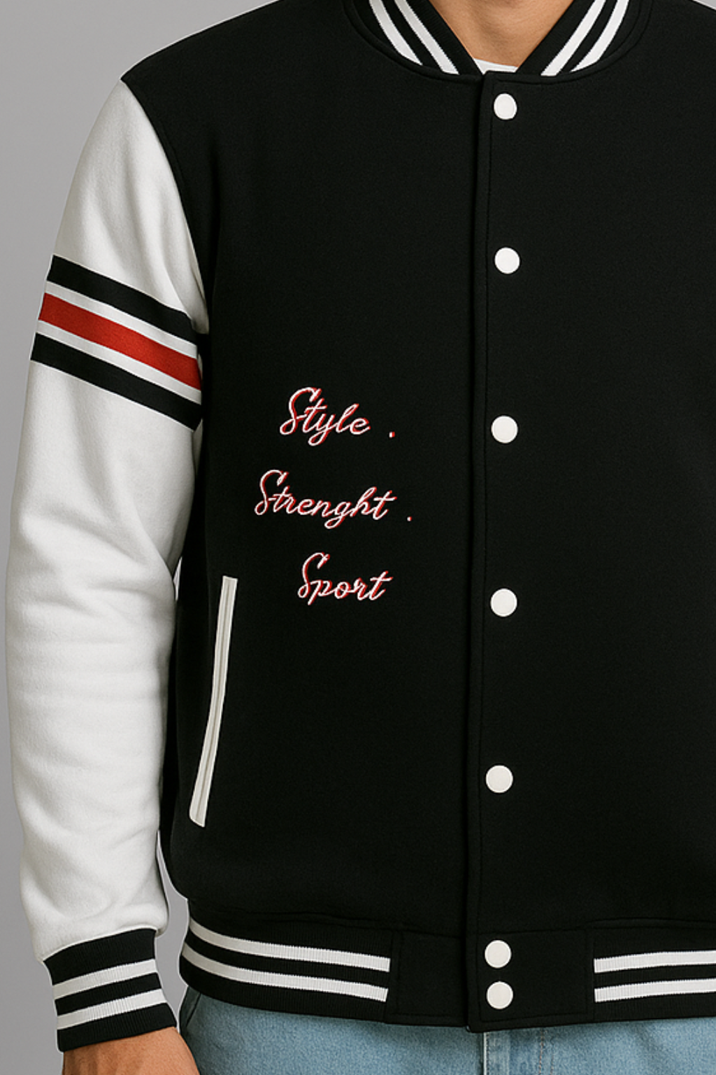 BEAR 93 BLACK VARSITY JACKET