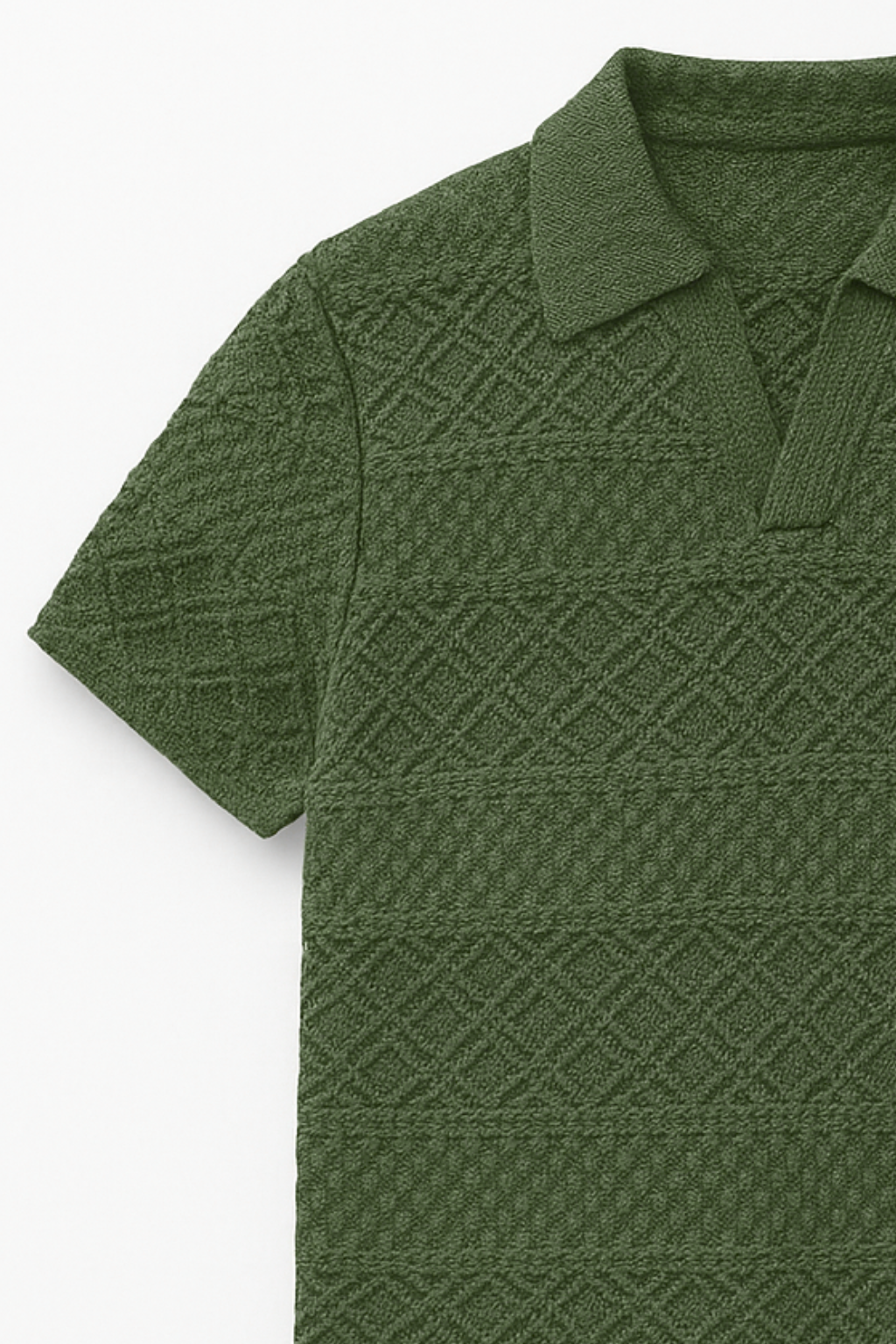 JOHNY COLLAR KNITTED EMBOSED POLO - OLIVE