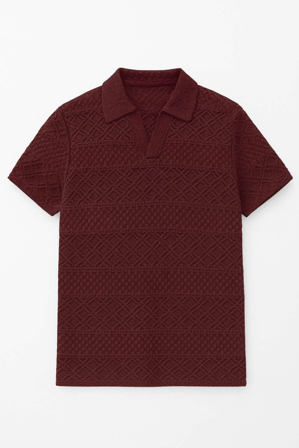 PACK OF 2 JOHNY COLLAR KNITTED EMBOSED POLO - OLIVE & MAROON