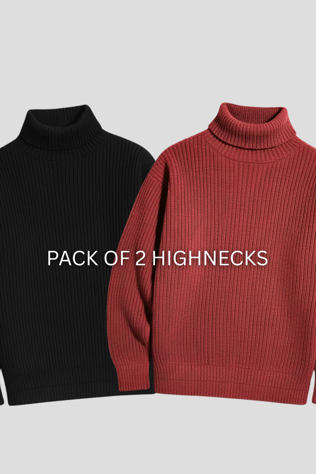 PACK OF 2 MAROON BLACK RIBBED & BOTTOM HIGHNECK – UNISEX