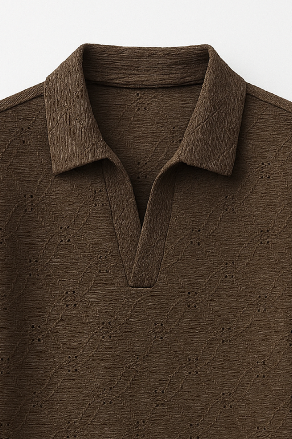 JOHNY COLLAR KNITTED DOTTED EMBOSED POLO - BROWN (JP#2)