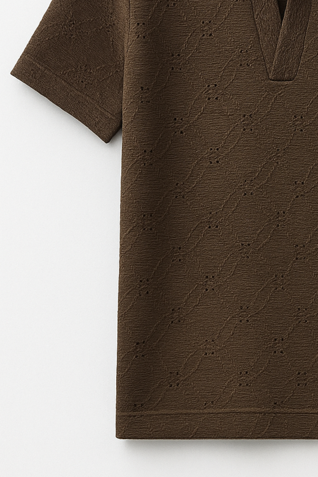 JOHNY COLLAR KNITTED DOTTED EMBOSED POLO - BROWN (JP#2)