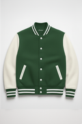 BOTTLE GREEN BASEBALL VARSITY JACKET - UNISEX