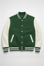 BOTTLE GREEN BASEBALL VARSITY JACKET - UNISEX