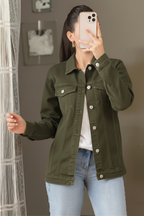 BOTTLE GREEN DENIM JACKET - UNISEX