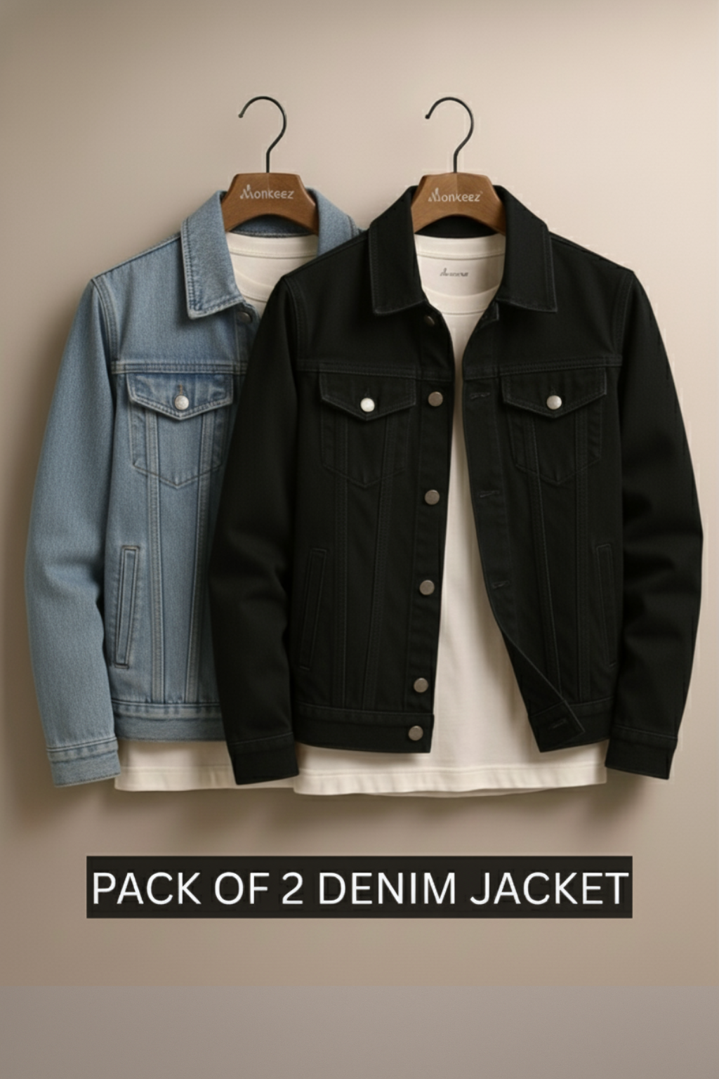 PACK OF 2 BLACK & LIGHT BLUE DENIM JACKET - UNISEX