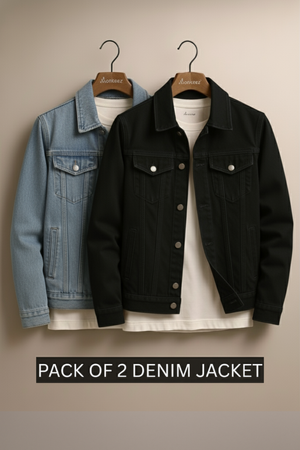 PACK OF 2 BLACK & LIGHT BLUE DENIM JACKET - UNISEX