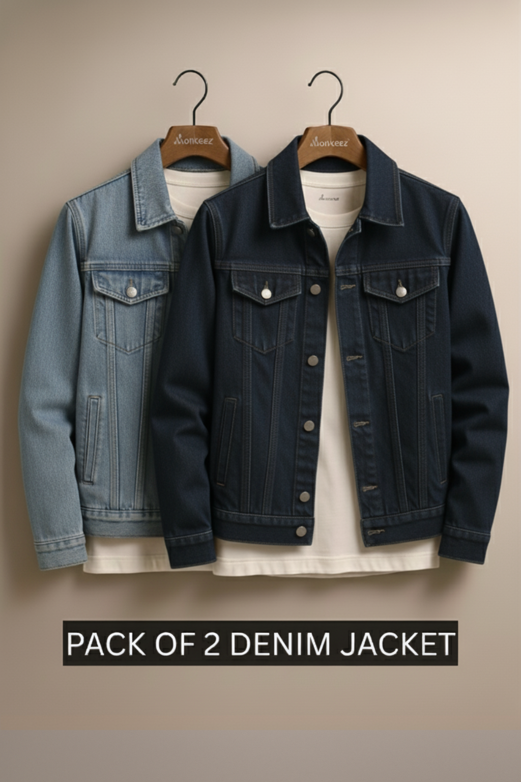 PACK OF 2 DARK BLUE & LIGHT BLUE DENIM JACKET - UNISEX